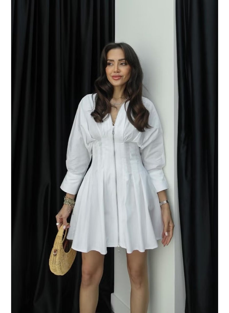 Havos White Darted Zippered Dress - Image 2